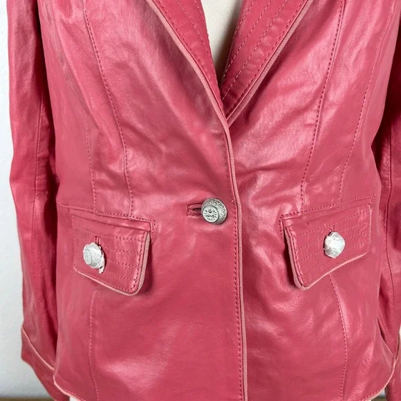 Bradley Bayou Pink Leather Blazer XS Regina George Mean Girls Elle Woods Costume - Picture 2 of 12